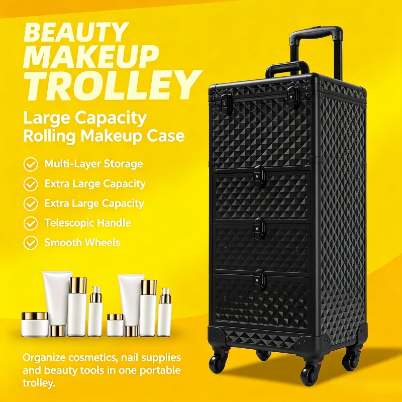 Beauty Without Makeup - Çok Katmanlı Çekmeceli, Tekerlekli Makyaj ve